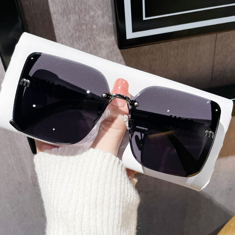 New Fashion Cut-Edge Sunglasses Half-Frame High-Quality Trendy Simple Glasses Sunglasses Flash Xiaohongshu