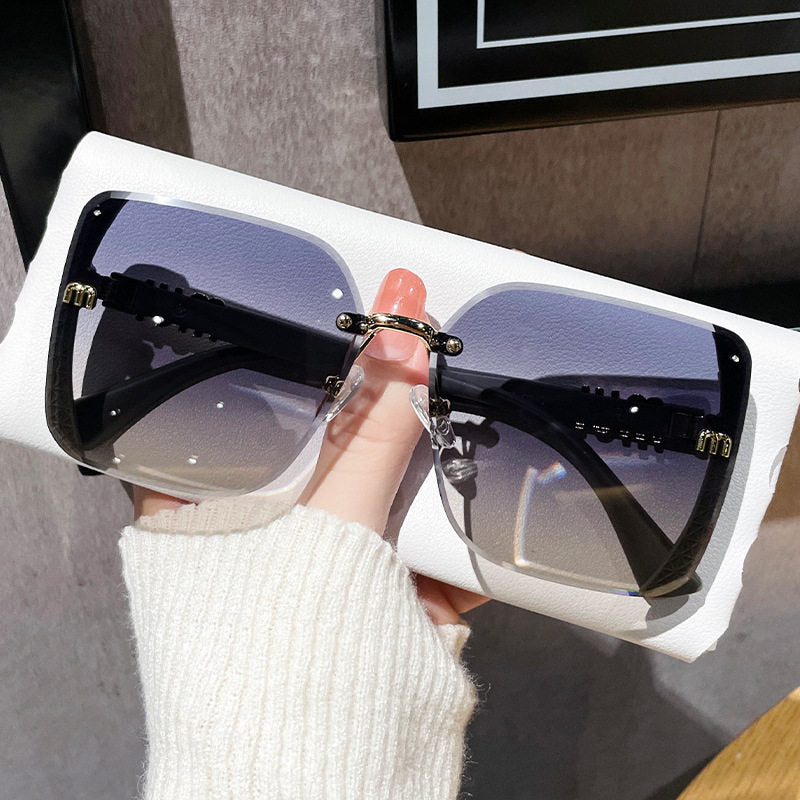 New Fashion Cut-Edge Sunglasses Half-Frame High-Quality Trendy Simple Glasses Sunglasses Flash Xiaohongshu