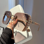 Half-Frame Trendy Sunglasses - UV400 Protection