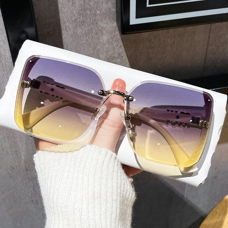 New Fashion Cut-Edge Sunglasses Half-Frame High-Quality Trendy Simple Glasses Sunglasses Flash Xiaohongshu