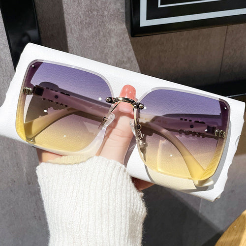 New Fashion Cut-Edge Sunglasses Half-Frame High-Quality Trendy Simple Glasses Sunglasses Flash Xiaohongshu