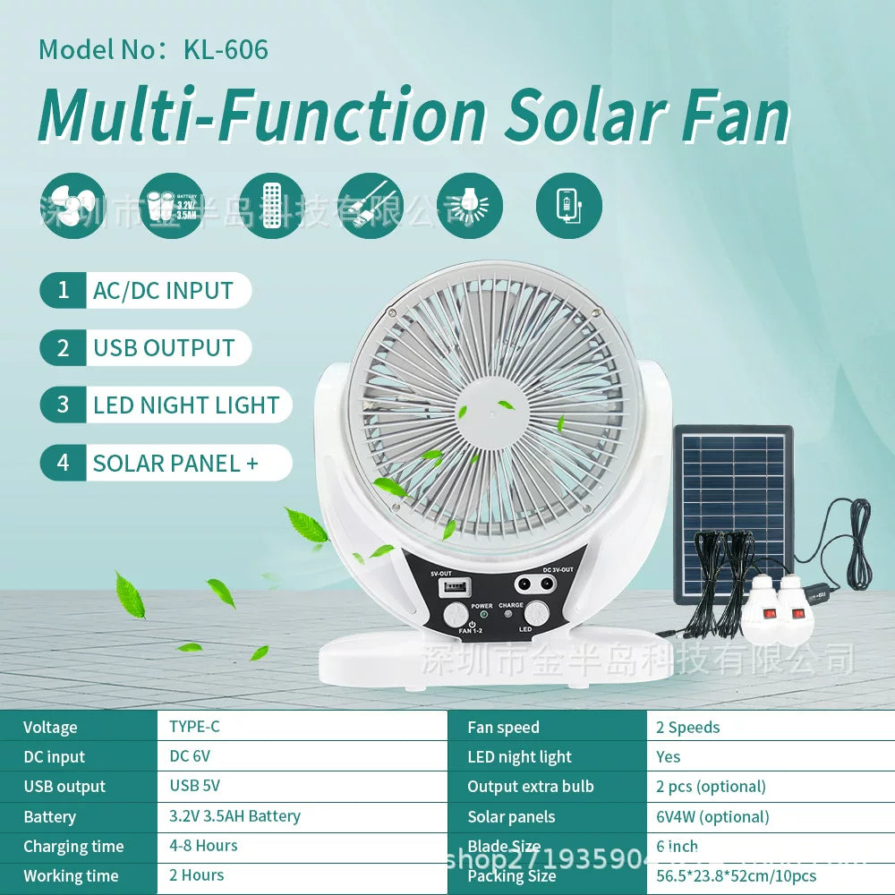 Solar Fan White Color Front View